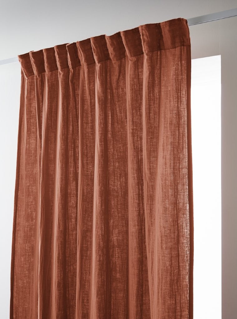 Rideau galon fronceur 140 x 240 cm Gaze de coton unie GAÏA Terracotta