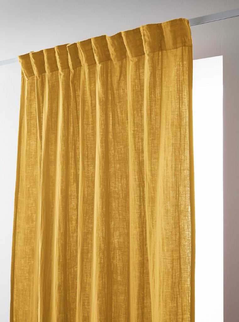 Rideau galon fronceur 140 x 240 cm Gaze de coton unie GAÏA Safran