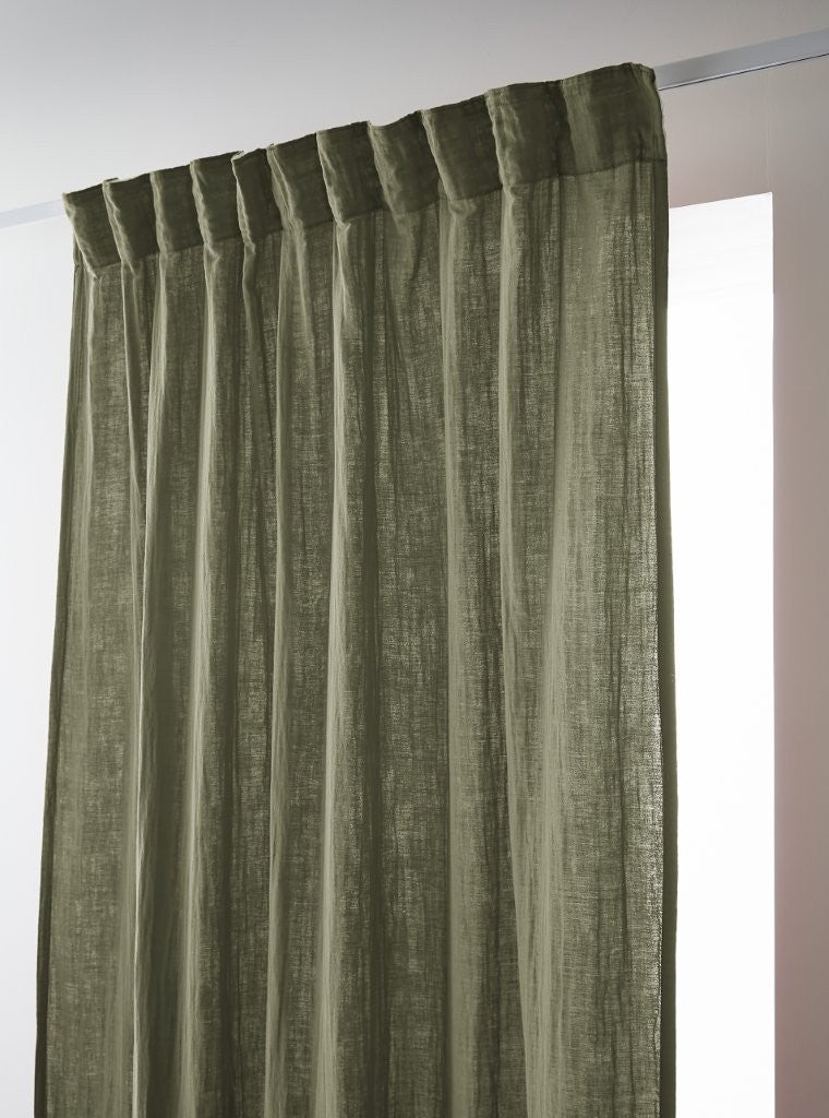 Rideau galon fronceur 140 x 240 cm Gaze de coton unie GAÏA Romarin