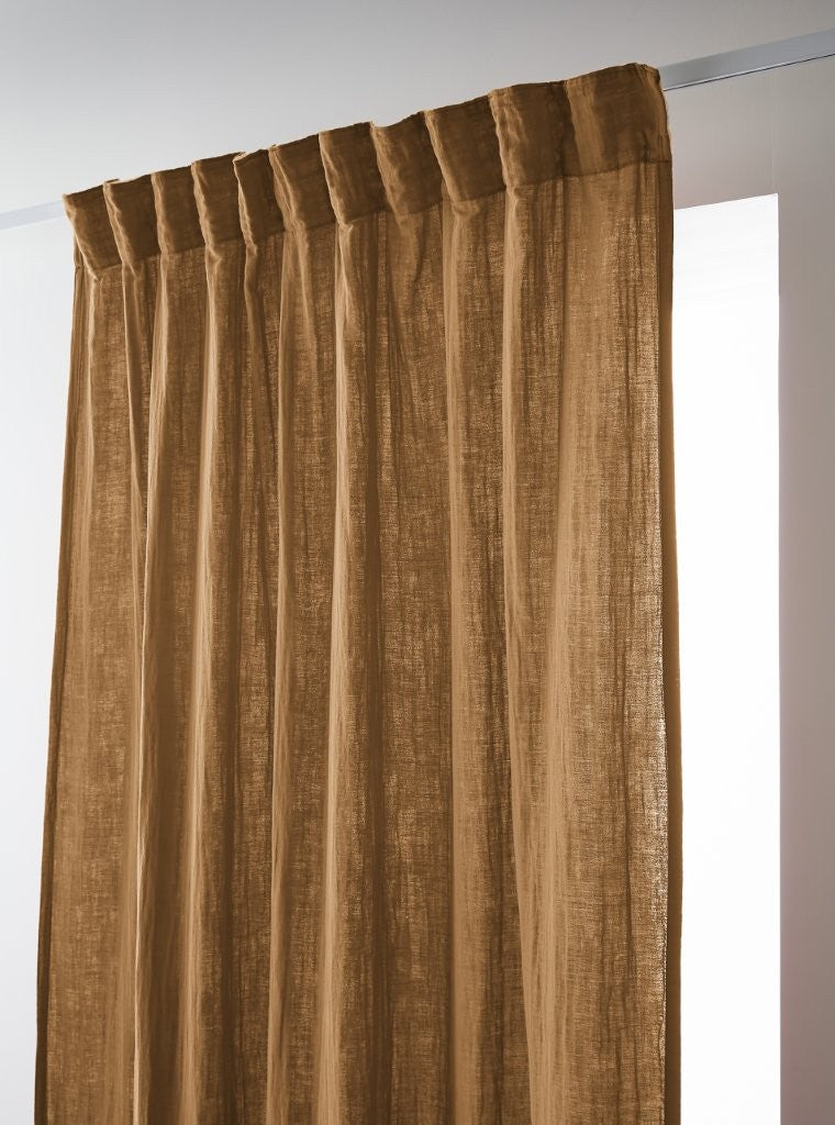 Rideau galon fronceur 140 x 240 cm Gaze de coton unie GAÏA Camel