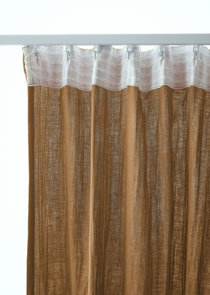 Rideau galon fronceur 140 x 240 cm Gaze de coton unie GAÏA Camel