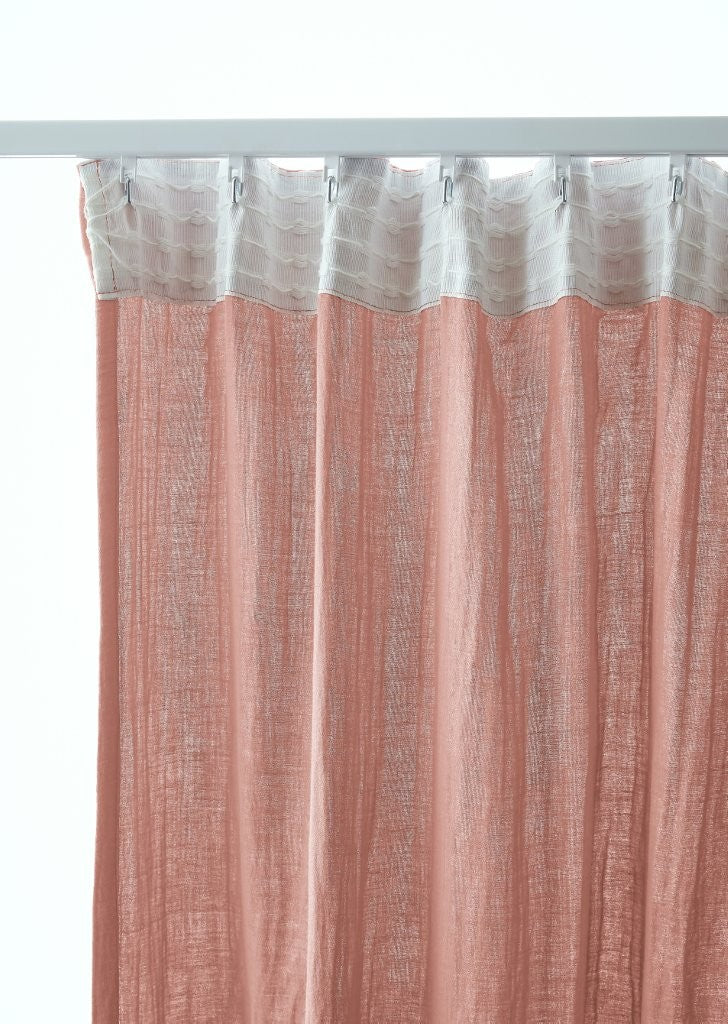 Rideau galon fronceur 140 x 240 cm Gaze de coton unie GAÏA Rose pêche