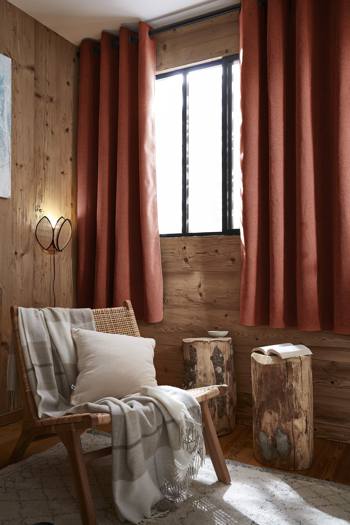 Rideau 140 x 180 cm Occultant + polaire BJORN Terracotta