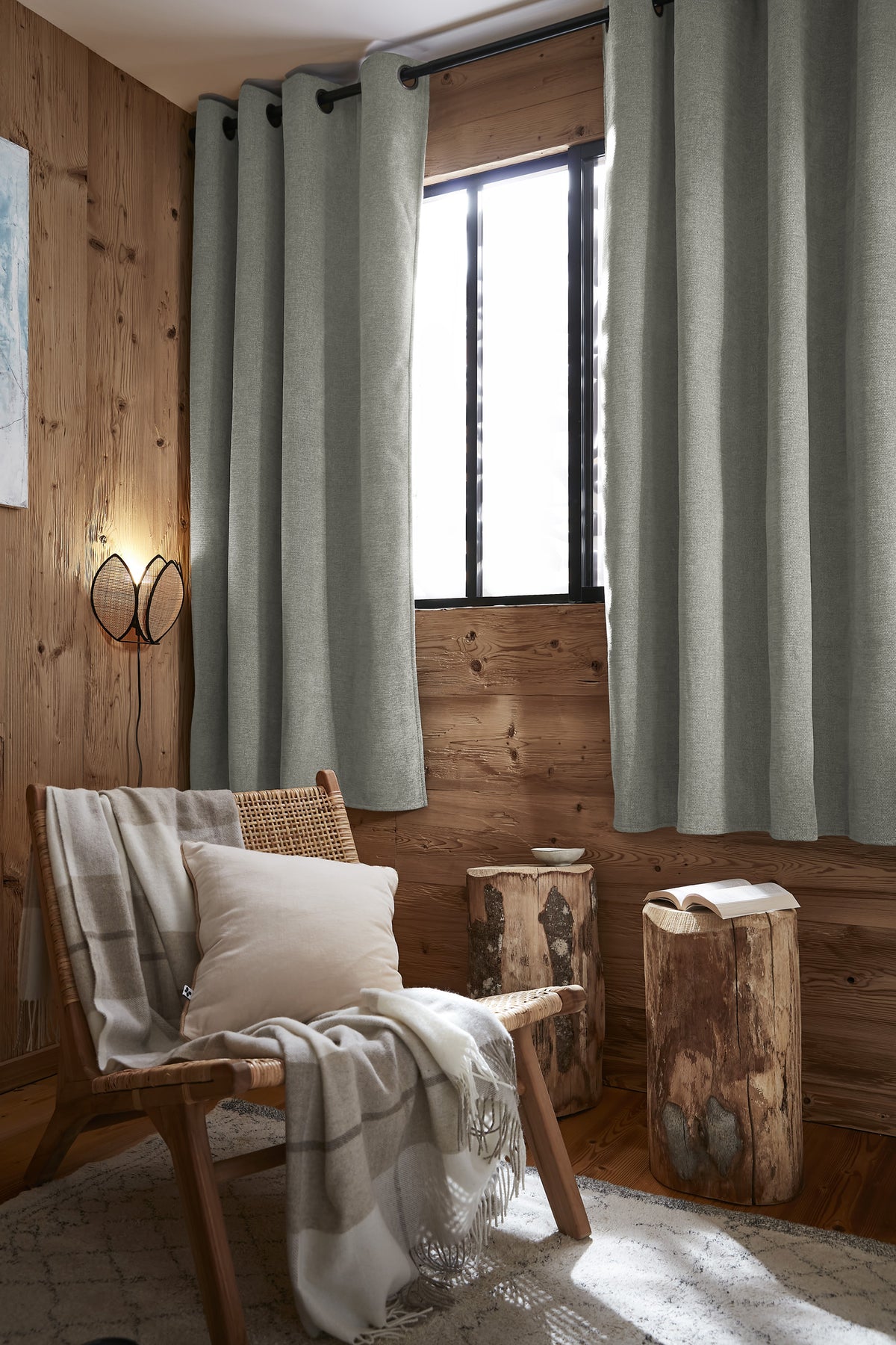 Rideau 140 x 180 cm Occultant + polaire BJORN Eucalyptus