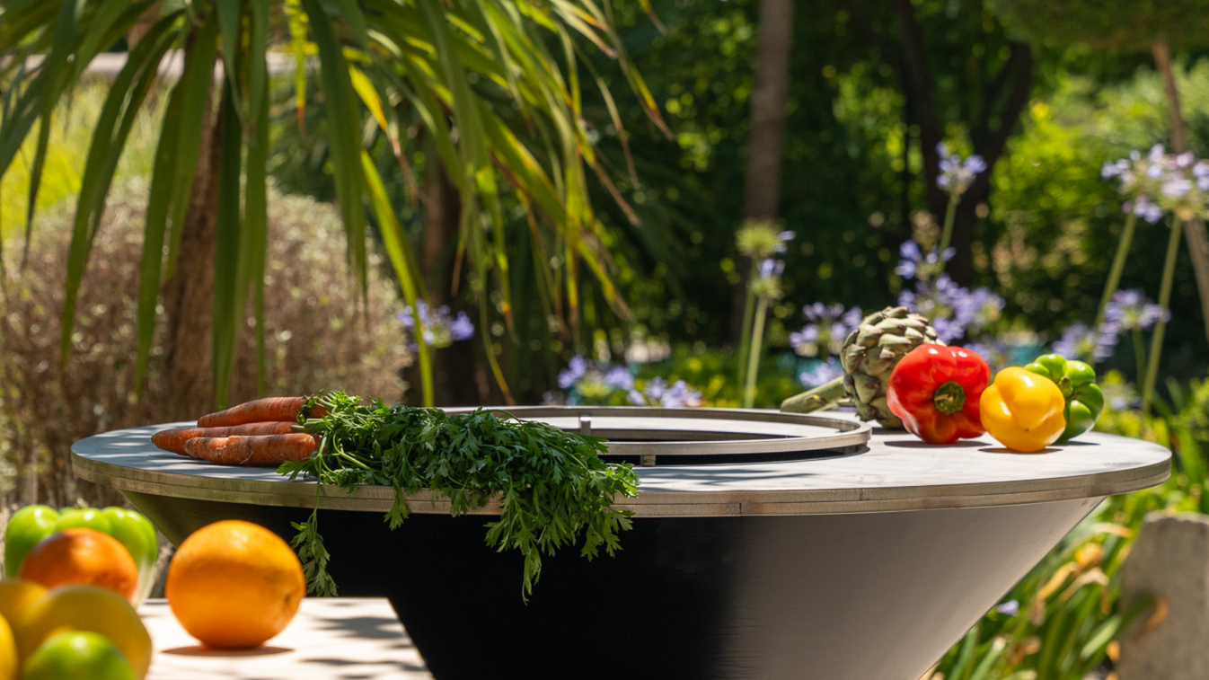 Brasero plancha Ellipse 120 thermolaqué noir plaque inox