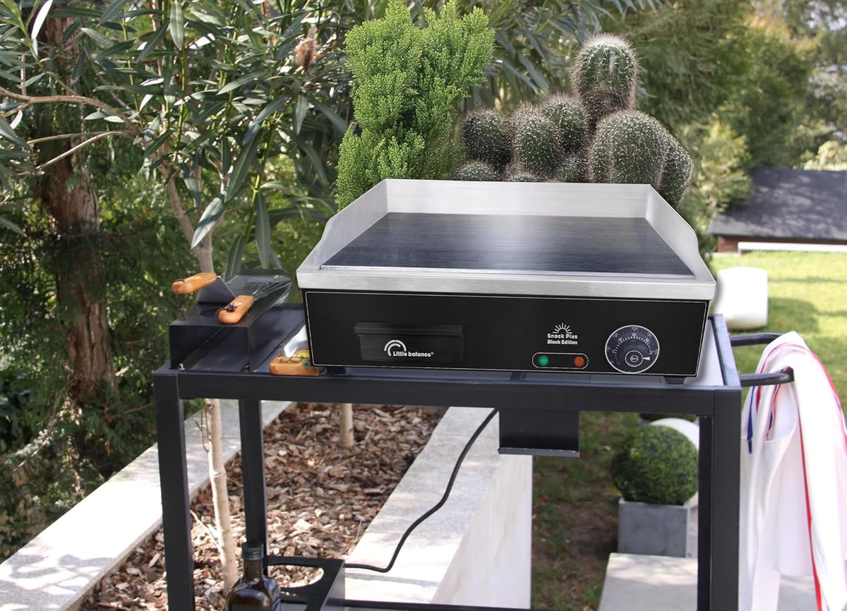 Plancha électrique 6-8 personnes - Plaque de cuisson acier anti-adhésive 8mm, 2900 W, Noir