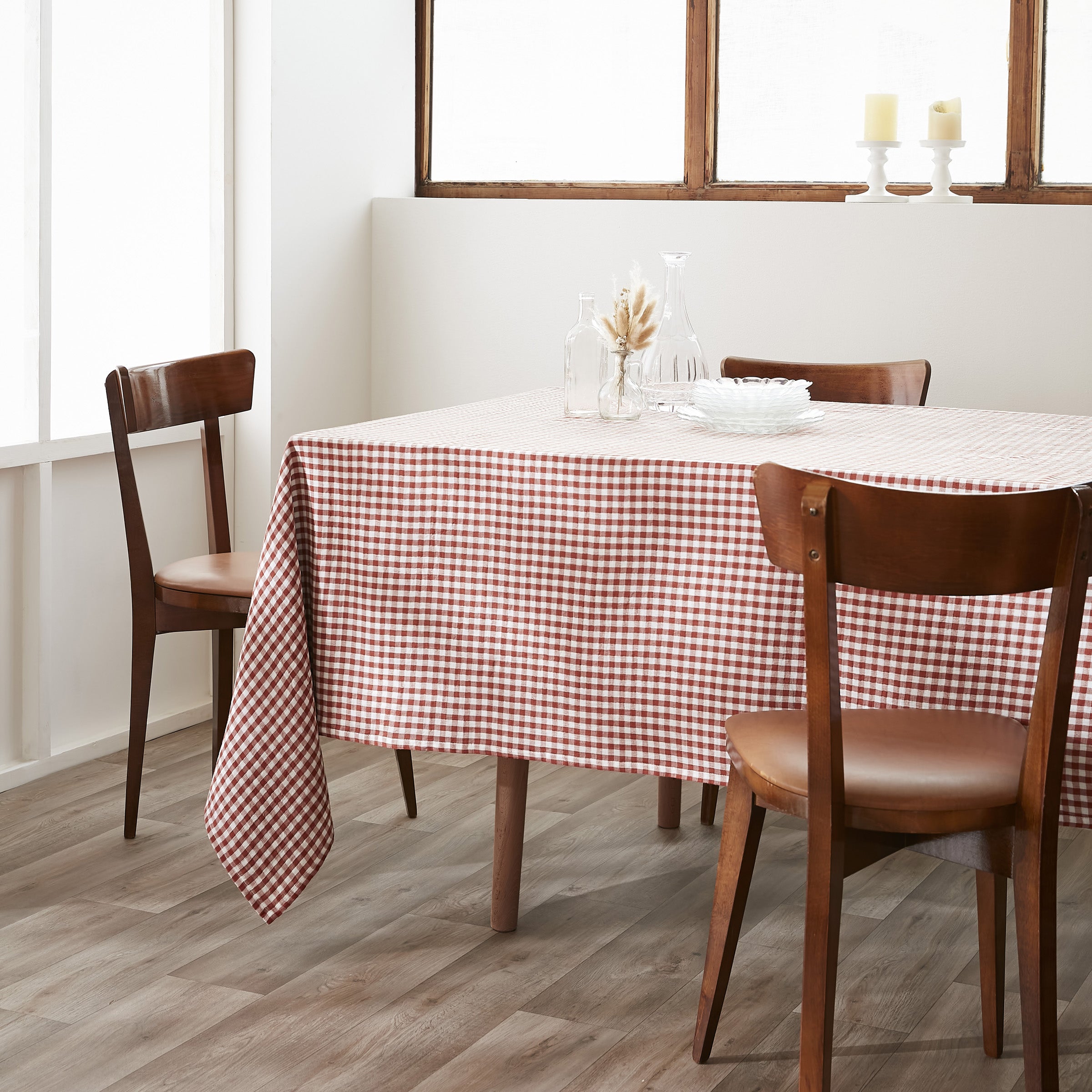 Nappe rectangle 150 x 350 cm Gaze de coton tissée teinte VICKIE Terracotta