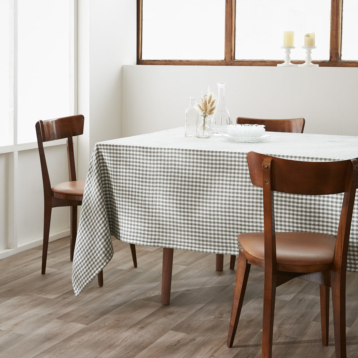 Nappe rectangle 150 x 350 cm Gaze de coton tissée teinte VICKIE Romarin
