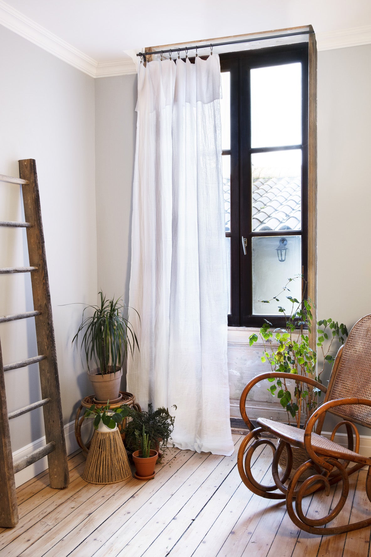 Rideau ajustable + 8 anneaux pince Gaze de coton 140 x 300 cm GAIA Chantilly