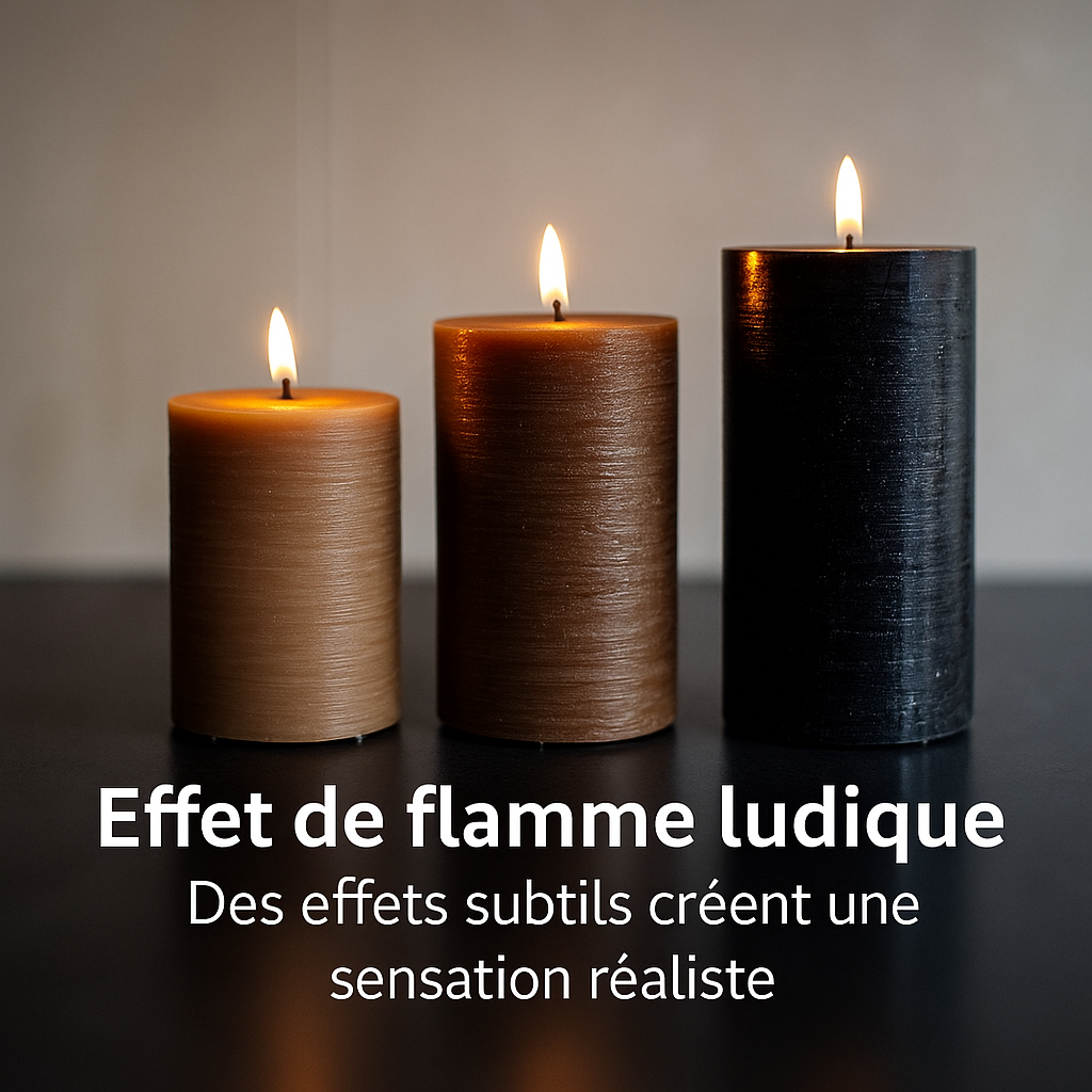 FlinQ - Ensemble de 3 bougies LED rechargeables à flamme vacillante - Télécommande incluse - Classiques Terre