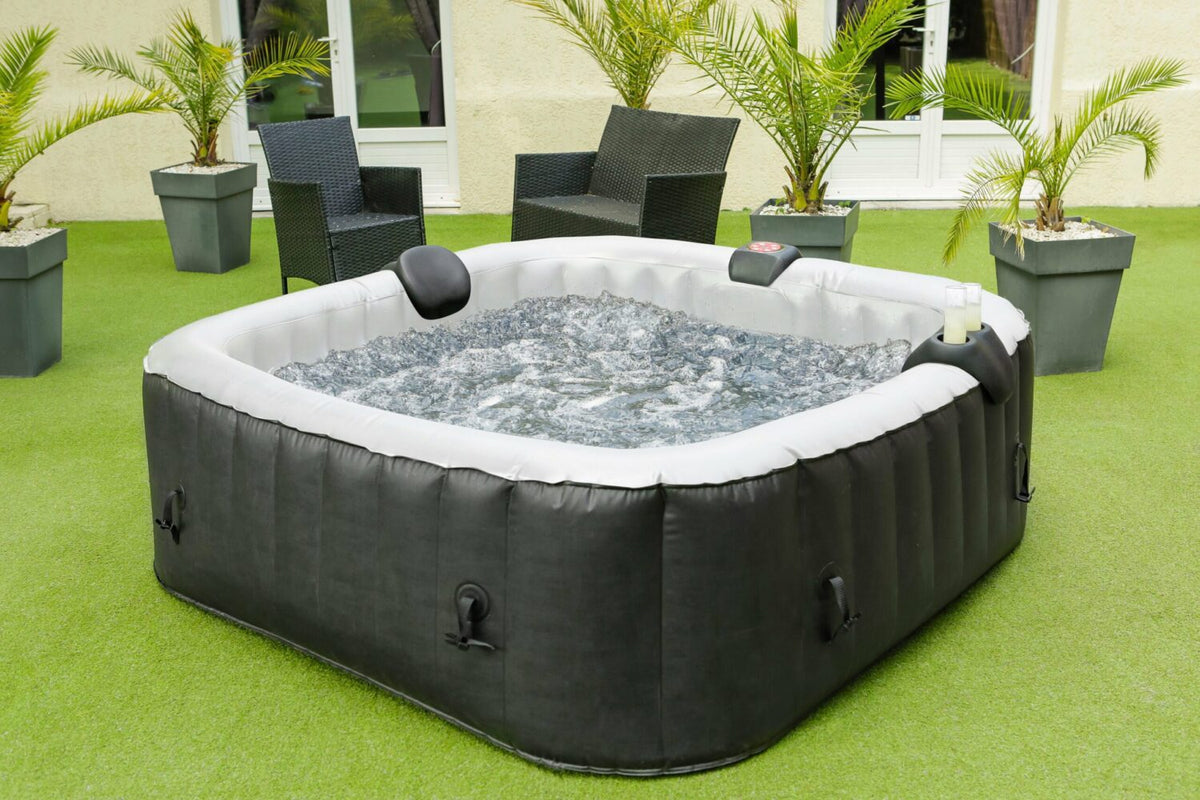 Spa gonflable 6 places carré  Dimensions : 185 x 185 cm - Filtre et bâche inclus