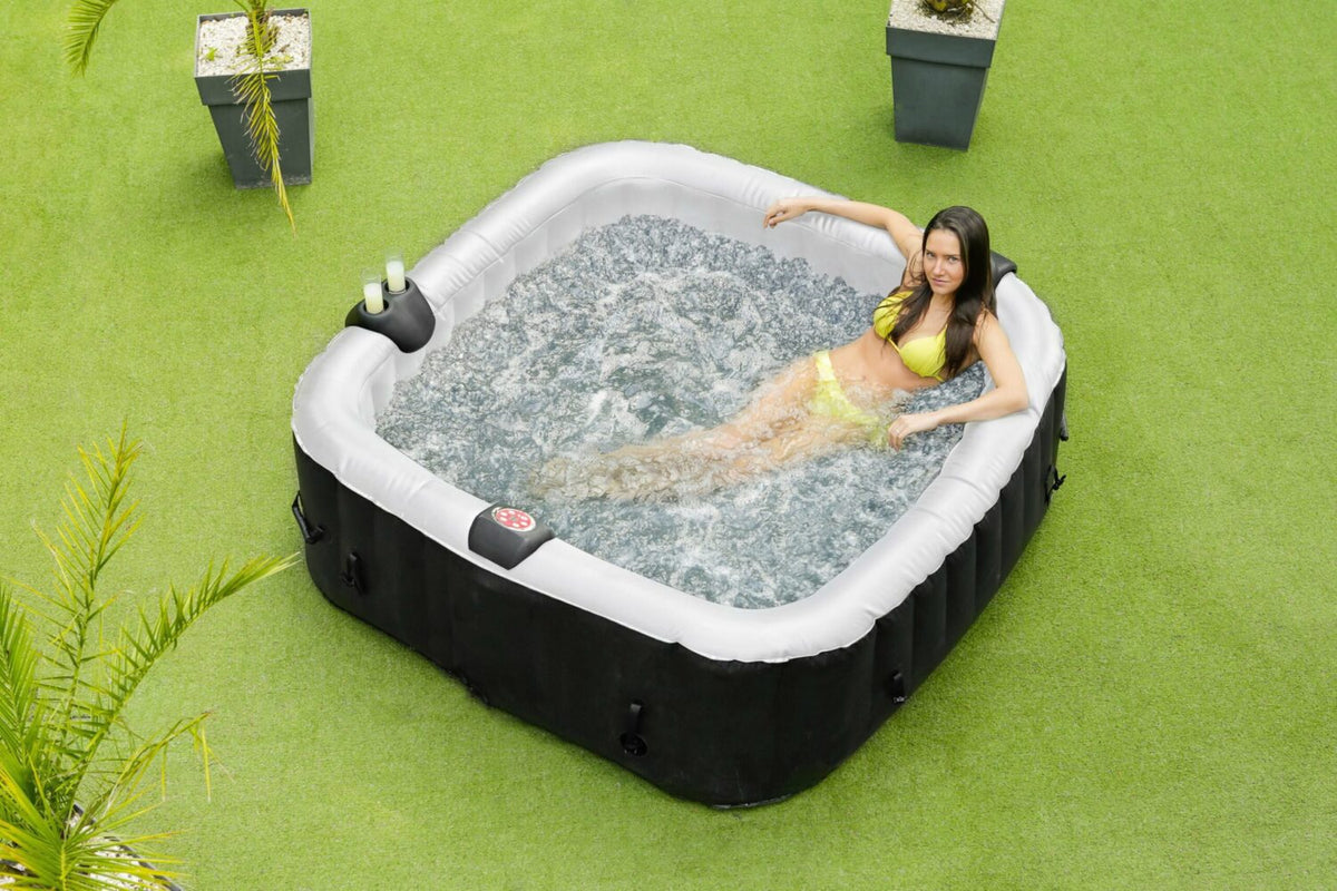 Spa gonflable 6 places carré  Dimensions : 185 x 185 cm - Filtre et bâche inclus
