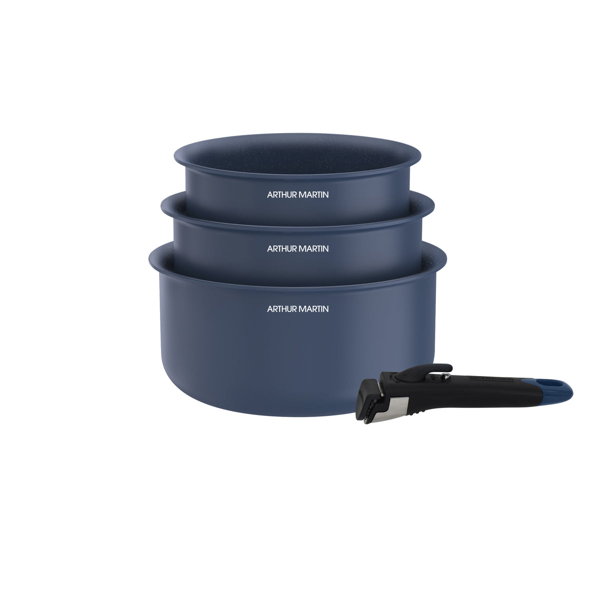 Set de 3 casseroles tous feux dont induction16-18-20 cm poignée Bleu