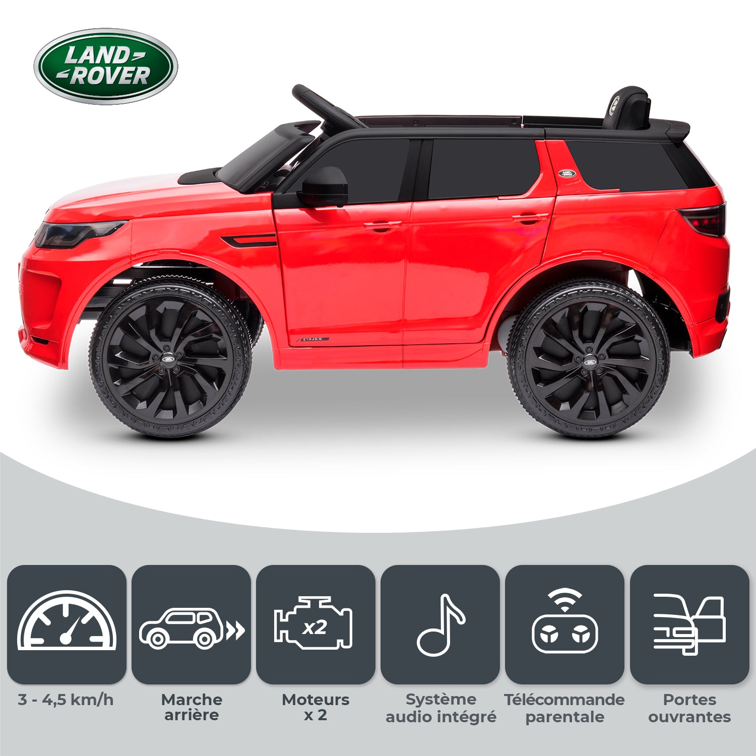 Voiture SUV électrique Land Rover Discovery Rouge - 36m+