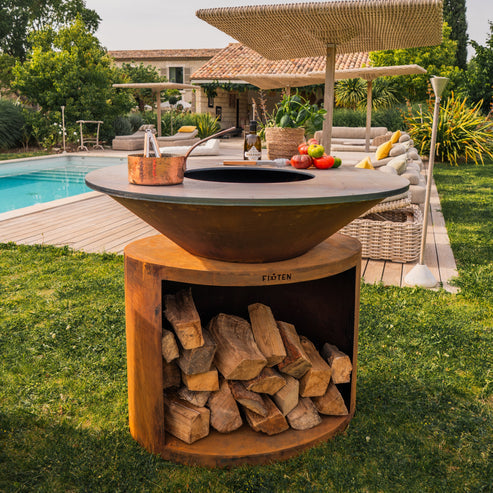 Brasero plancha Ellipse 120 en acier Corten