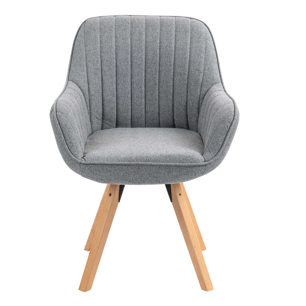 Carson - Chaise de salle à manger pivotante 360° en tissu gris avec accoudoirs et pieds en bois