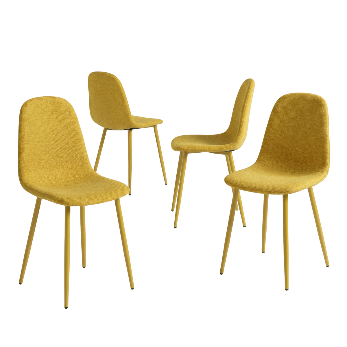 Charlton - Ensemble de 4 chaises de salle à manger scandinaves en tissu jaune doux