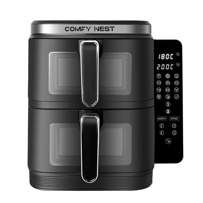 Friteuse à air chaud Air fryer double panier verticale avec fenêtre 11L 2800W