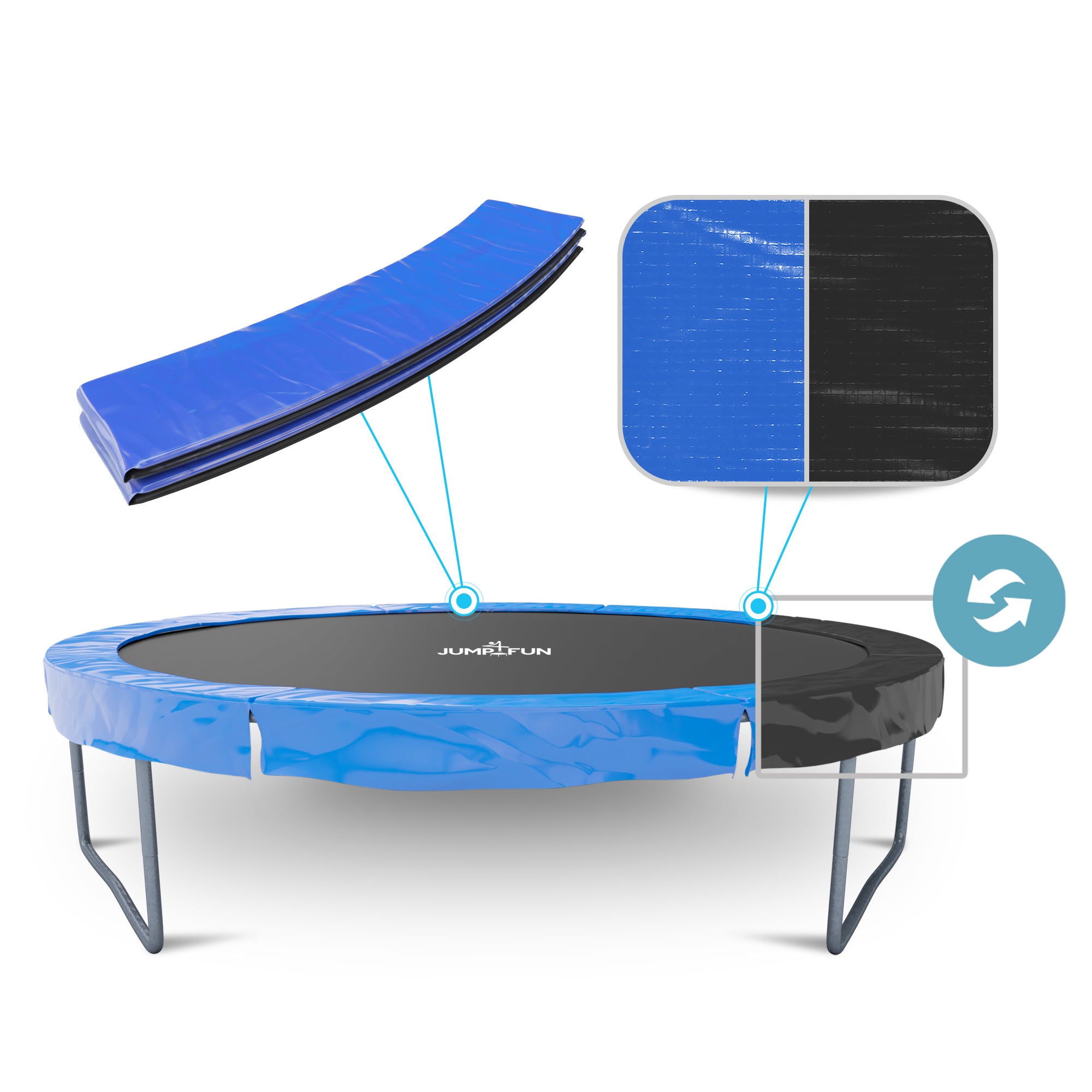 Coussin Reversible en polyethylene pour Trampoline 10FT -Bleu ou Noir
