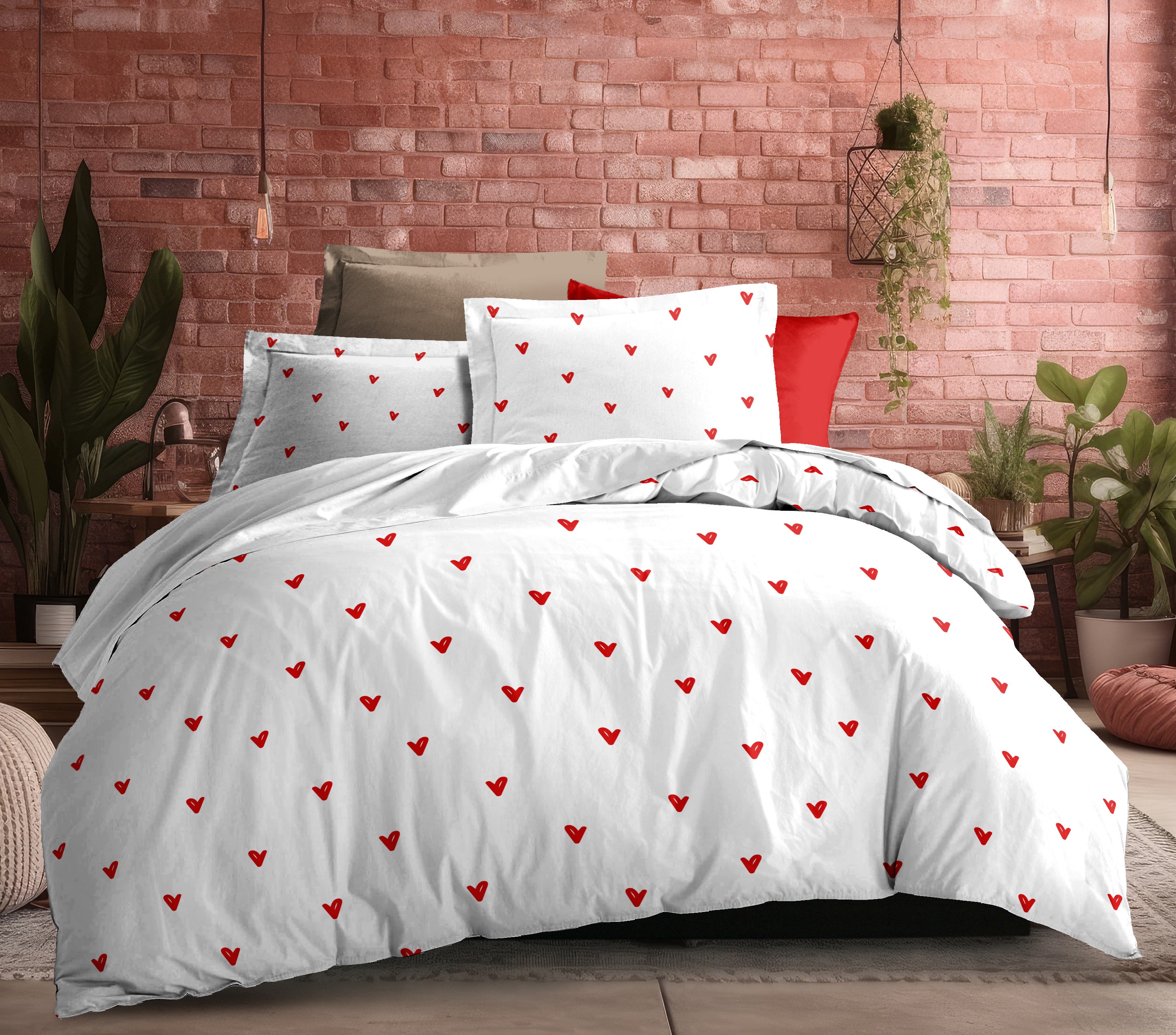 Parure de couette 3 pièces "Louna" 260 x 240 cm Love Rouge