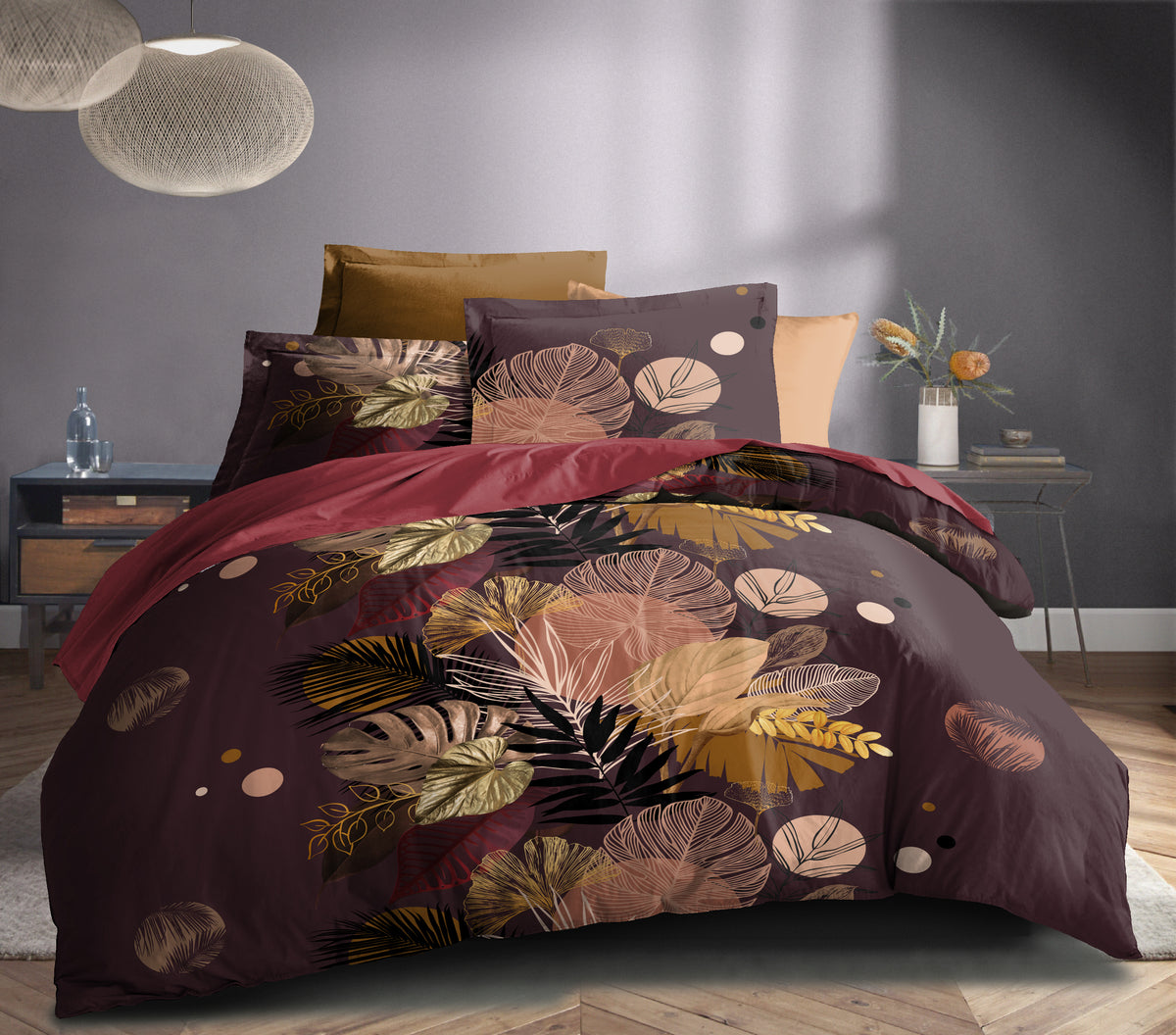 Parure de couette 3 pièces "Louna" 260 x 240 cm Palm Chic