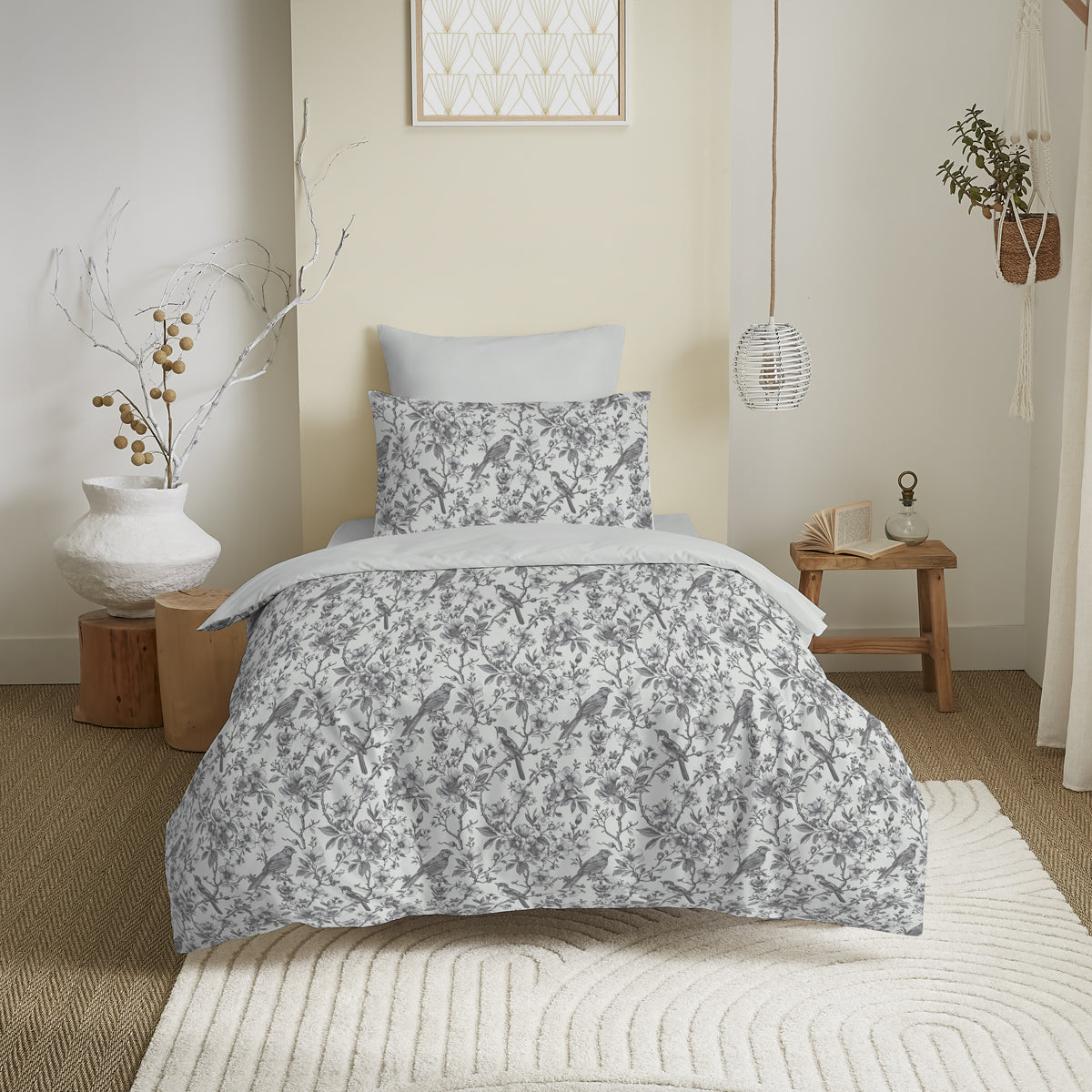 Pack 4 Pièces Housse de couette  Imprimé 140 x 200 cm - Drap housse 90 x 190 cm - 100% Coton 57 Fils