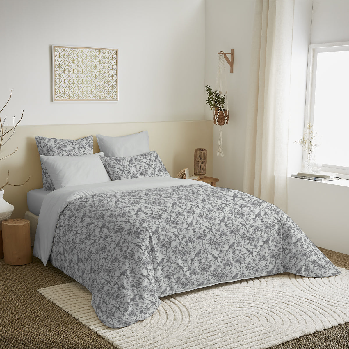 Pack 6 pièces Housse de couette Imprimé 240 x 260 cm - Drap housse 180 x 200 cm - 100% Coton 57 Fils