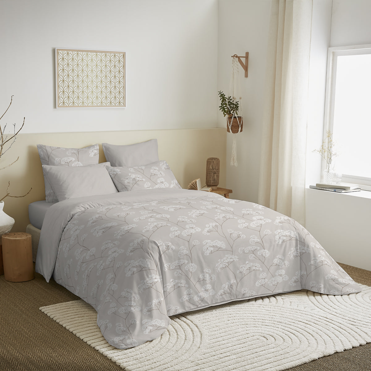 Pack 6 pièces Housse de couette Imprimé 220 x 240 cm - Drap housse 140 x 190 cm - 100% Coton 57 Fils