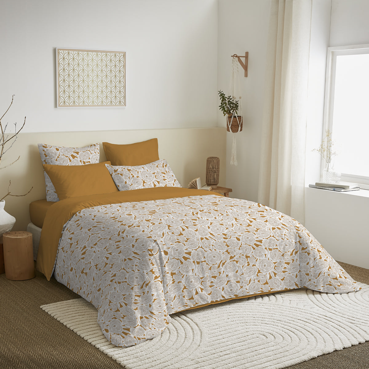 Pack4 Pièces Housse de couette Imprimé 140 x 200 cm - Drap housse 90 x 190 cm - 100% Coton 57 Fils