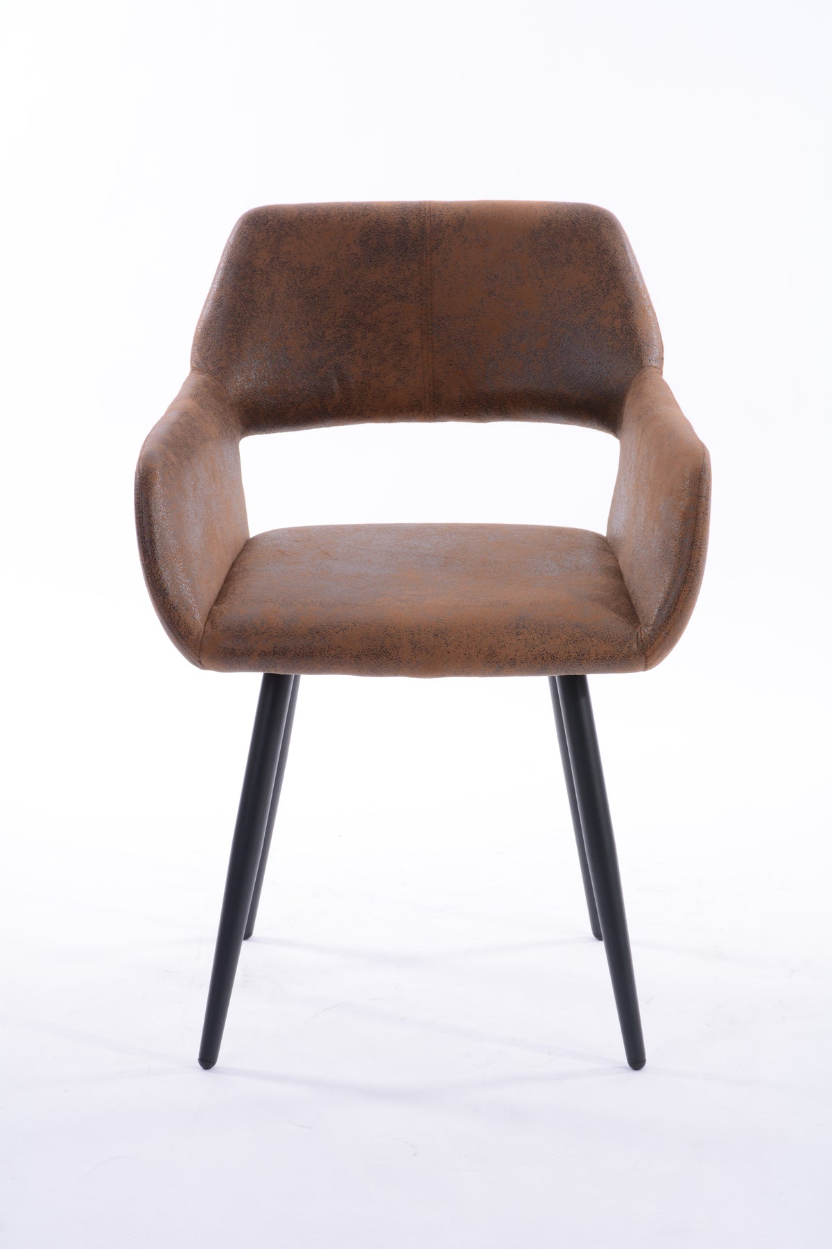 Cromwell - Ensemble de 2 fauteuils de salle à manger industriels avec accoudoirs en suédine brune