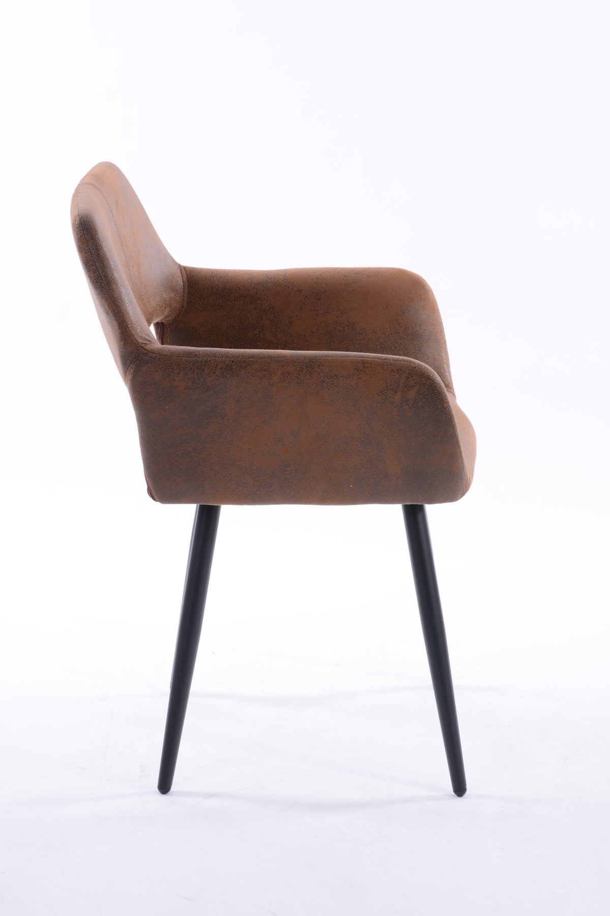 Cromwell - Ensemble de 2 fauteuils de salle à manger industriels avec accoudoirs en suédine brune