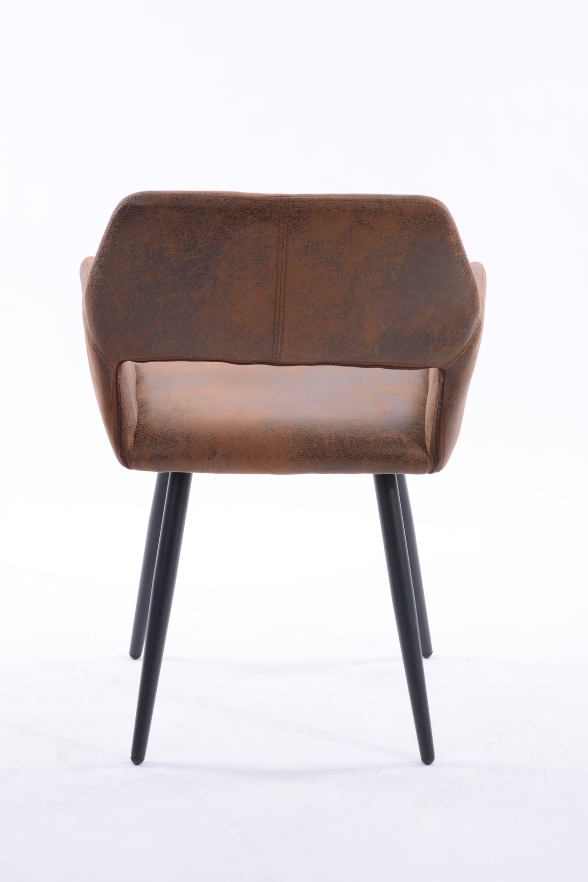 Cromwell - Ensemble de 2 fauteuils de salle à manger industriels avec accoudoirs en suédine brune