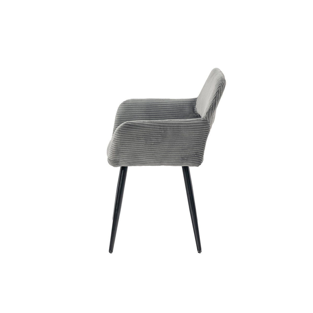 Cromwell - Ensemble de 2 fauteuils de salle à manger scandinaves avec accoudoirs en velours côtelé gris foncé