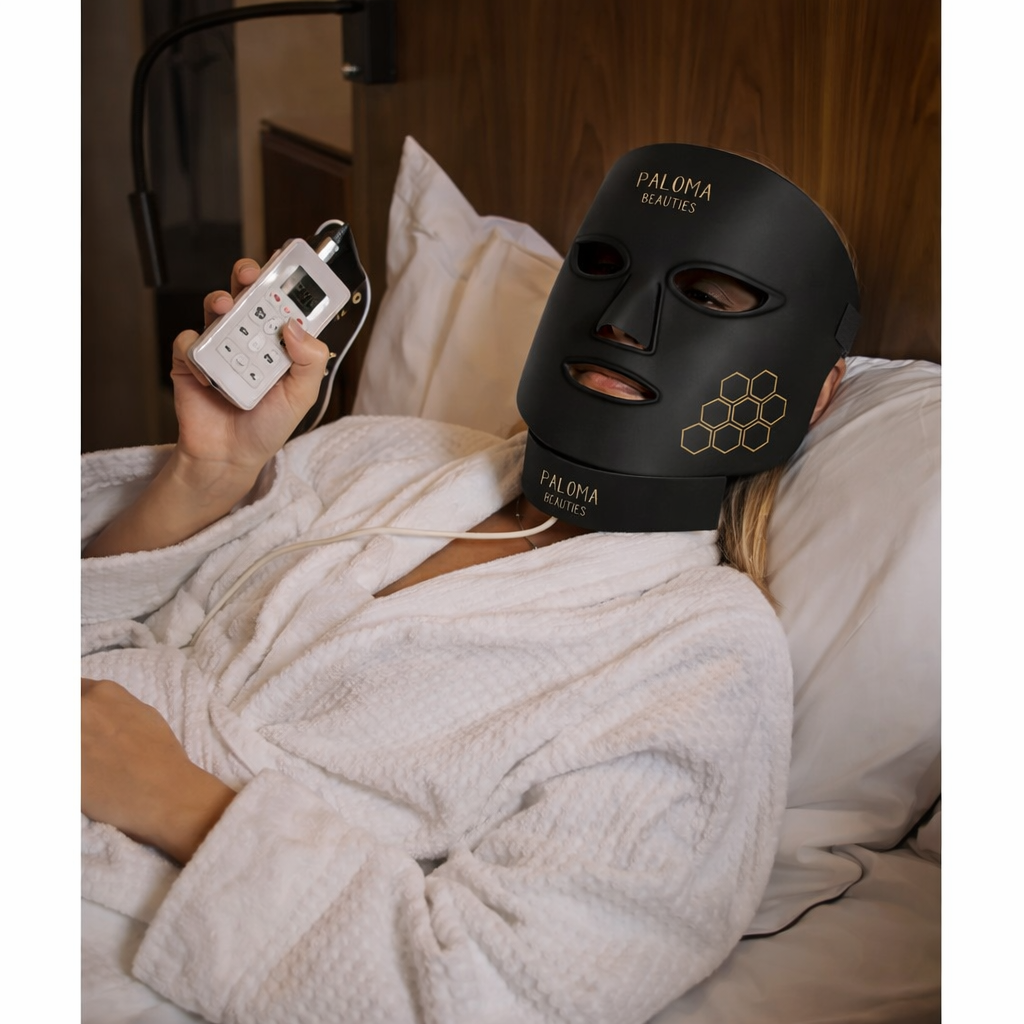 Masque LED anti-âge haute performance visage et cou - noir