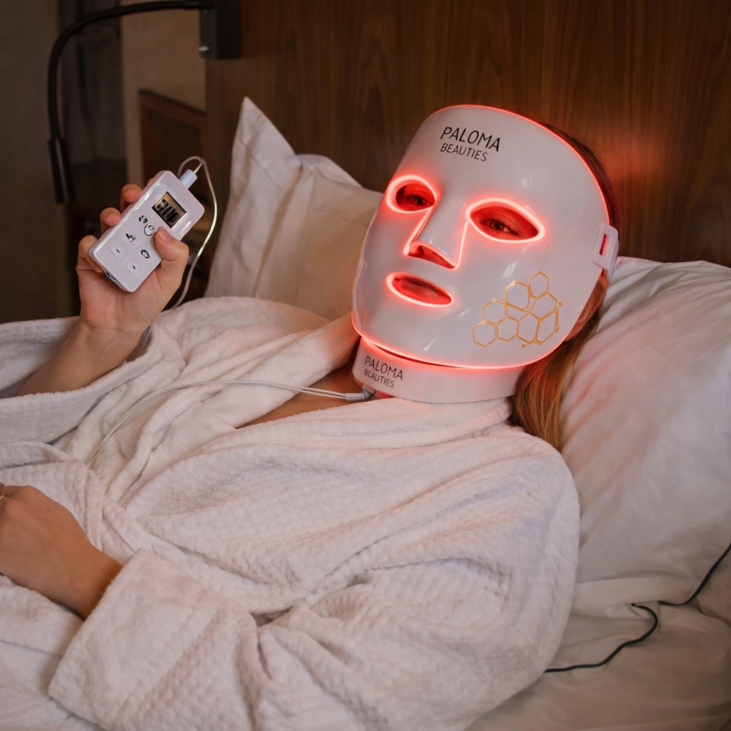Masque LED anti-âge haute performance visage et cou - blanc
