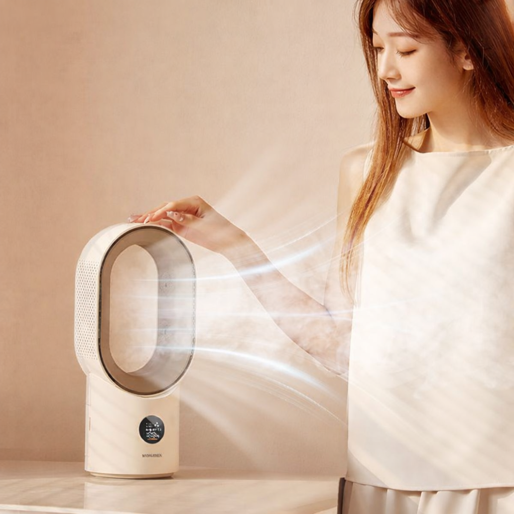 Ventilateur brumisateur sans pale beige sans fil