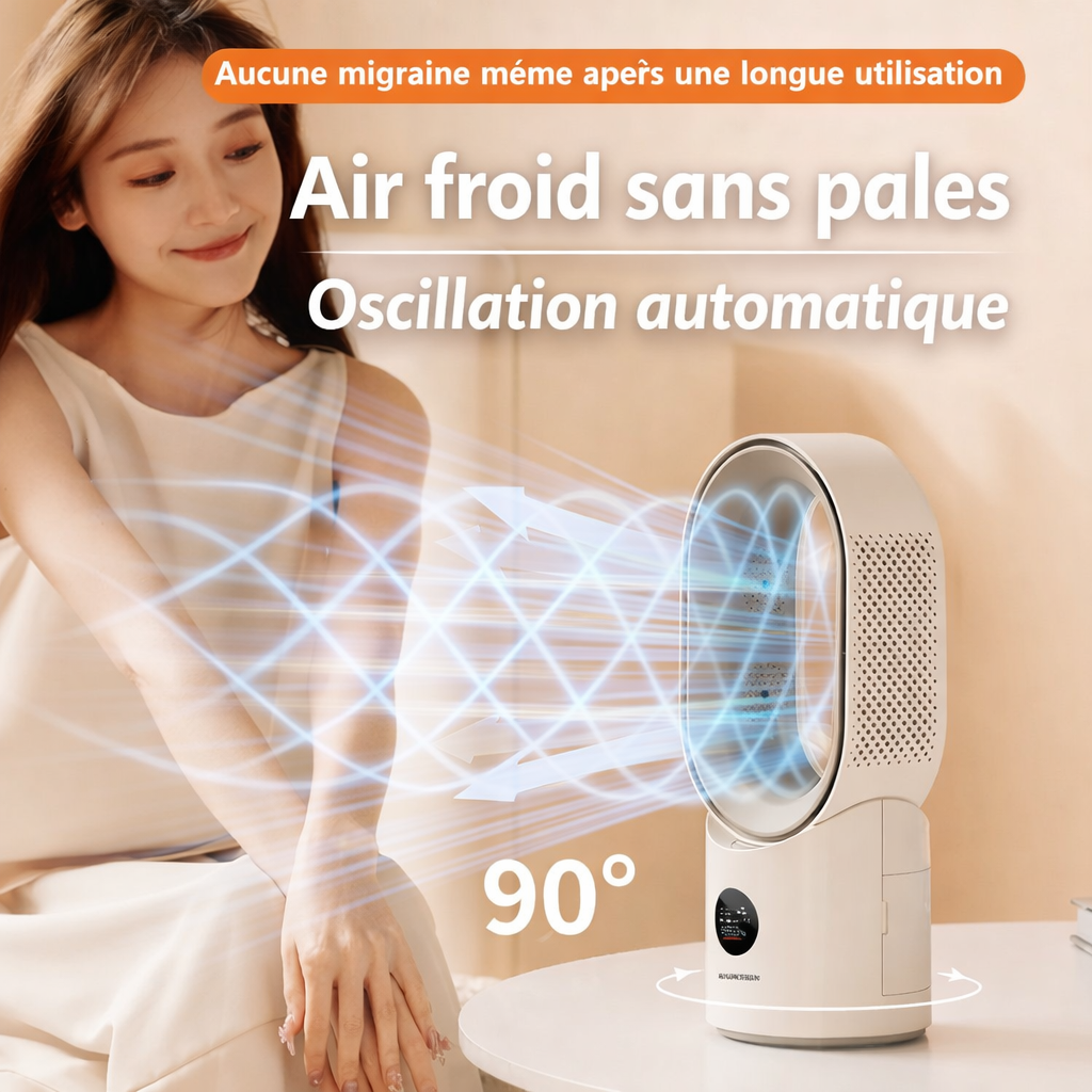 Ventilateur brumisateur sans pale beige sans fil