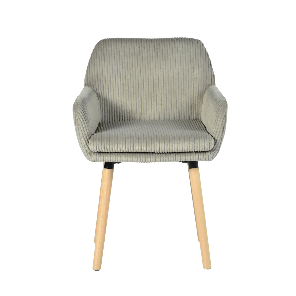 Elia - Ensemble de 2 chaises de salle à manger scandinaves en velours côtelé gris clair avec accoudoirs et pieds en bois