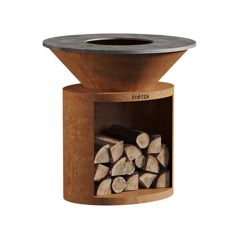 Brasero plancha Ellipse 100 en acier Corten