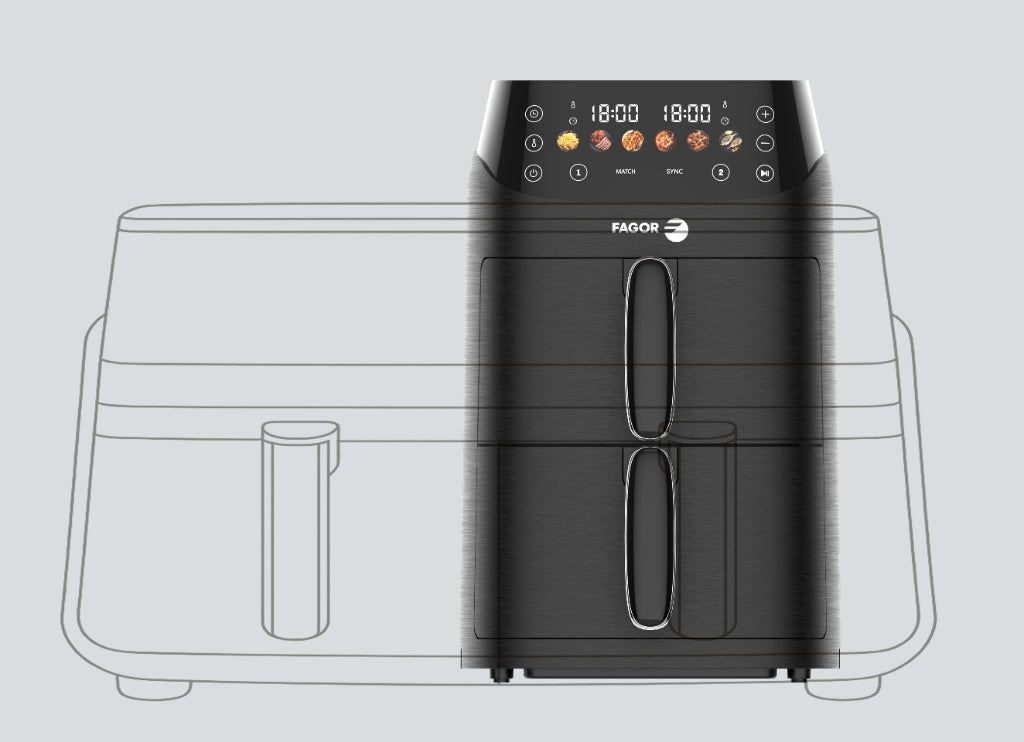 Friteuse à air chaud Air fryer double panier 5L 2000W Noir