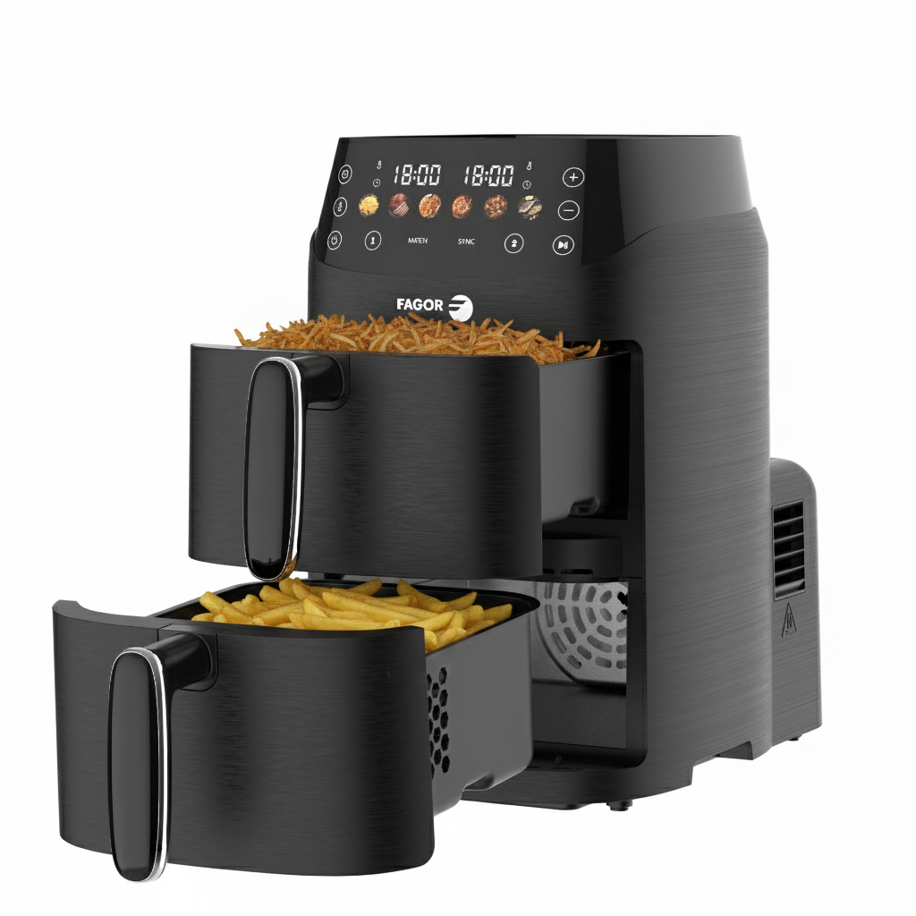 Friteuse à air chaud Air fryer double panier 5L 2000W Noir