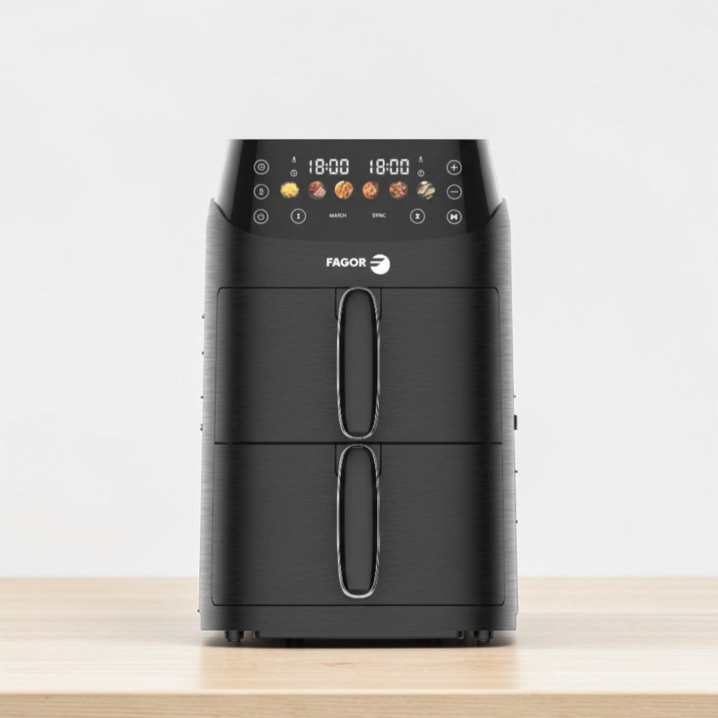 Friteuse à air chaud Air fryer double panier 5L 2000W Noir
