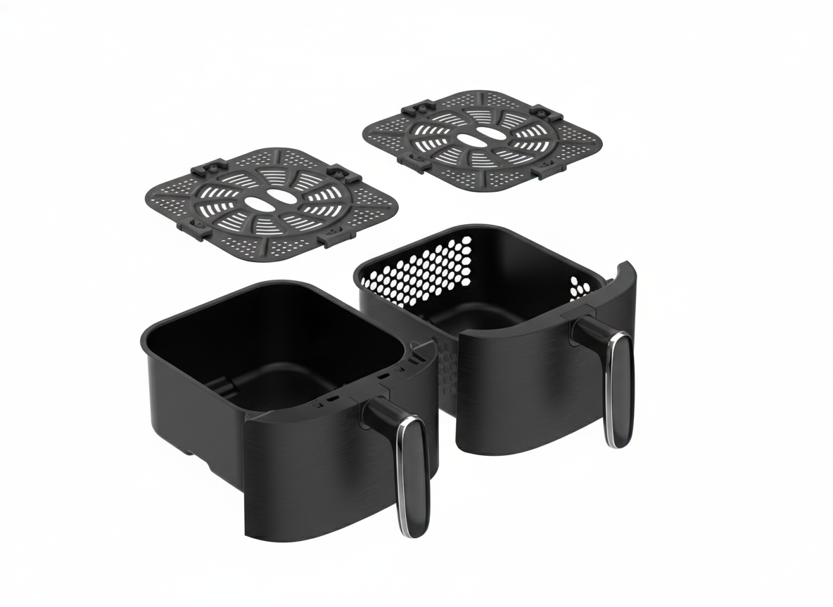 Friteuse à air chaud Air fryer double panier 5L 2000W Noir