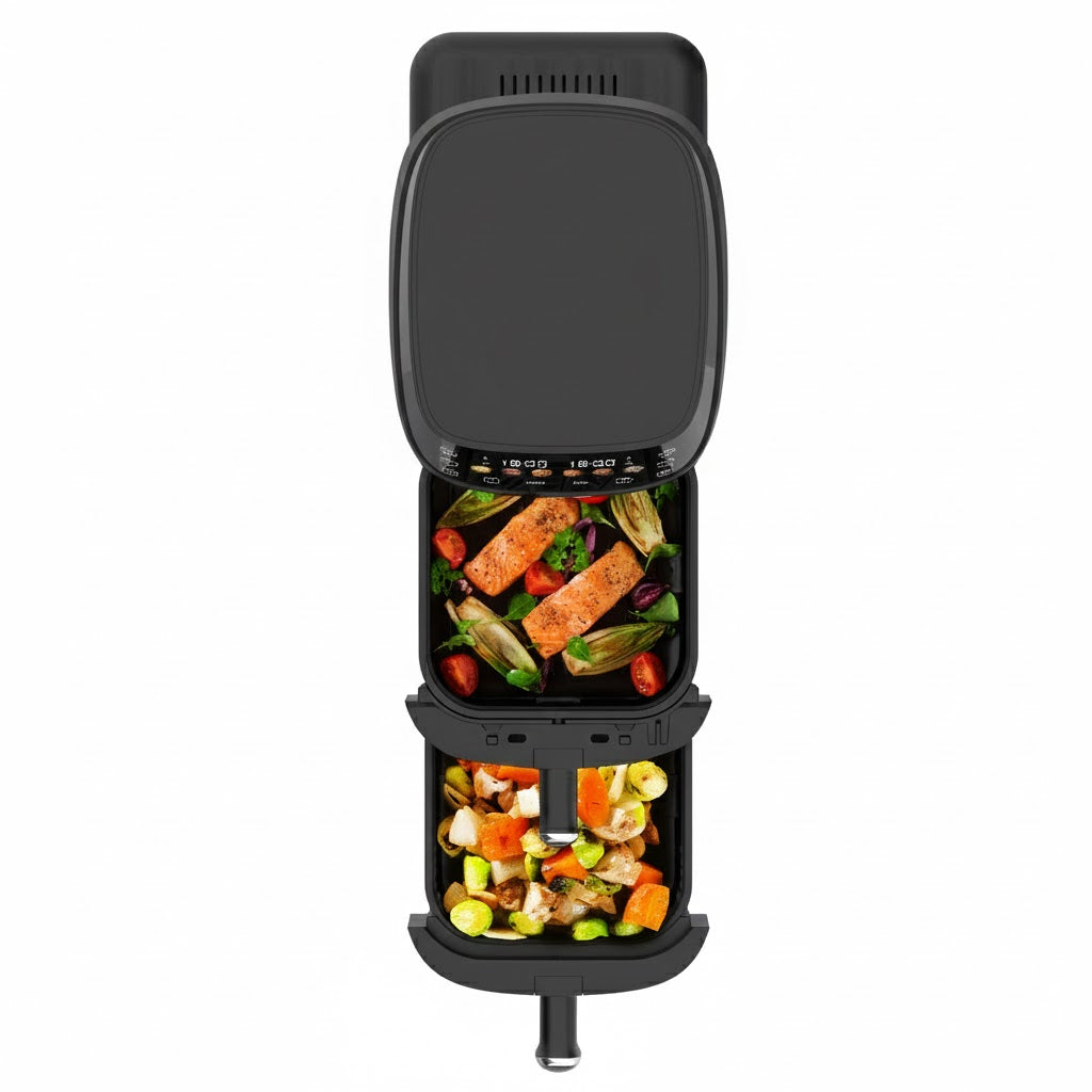 Friteuse à air chaud Air fryer double panier 5L 2000W Noir