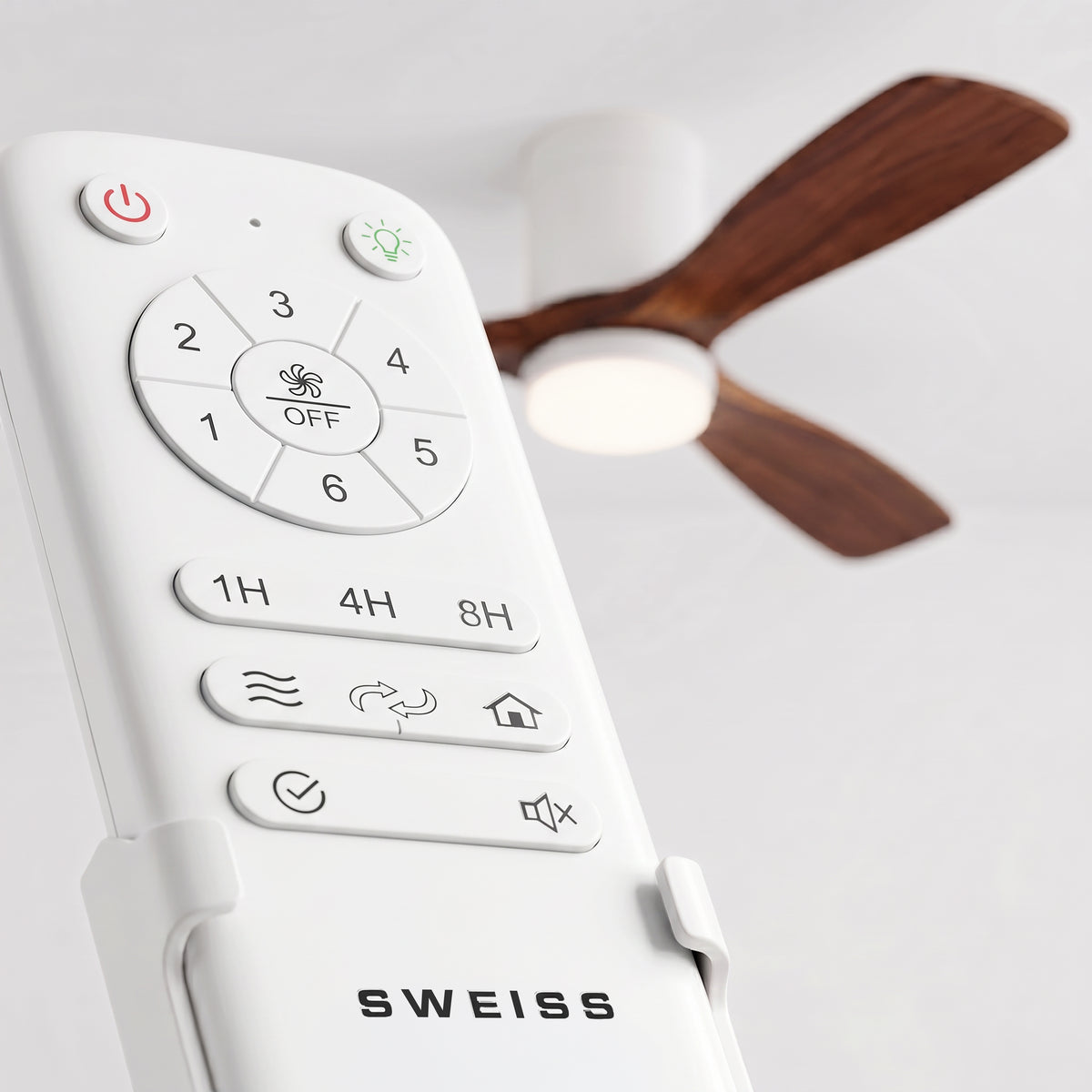 Ventilateur de plafond avec LED, 6 vitesses, Bois foncé