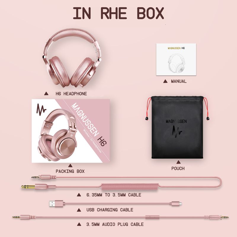 Casque Bluetooth H6 – Son haute fidélité & 72 h d'autonomie - rose