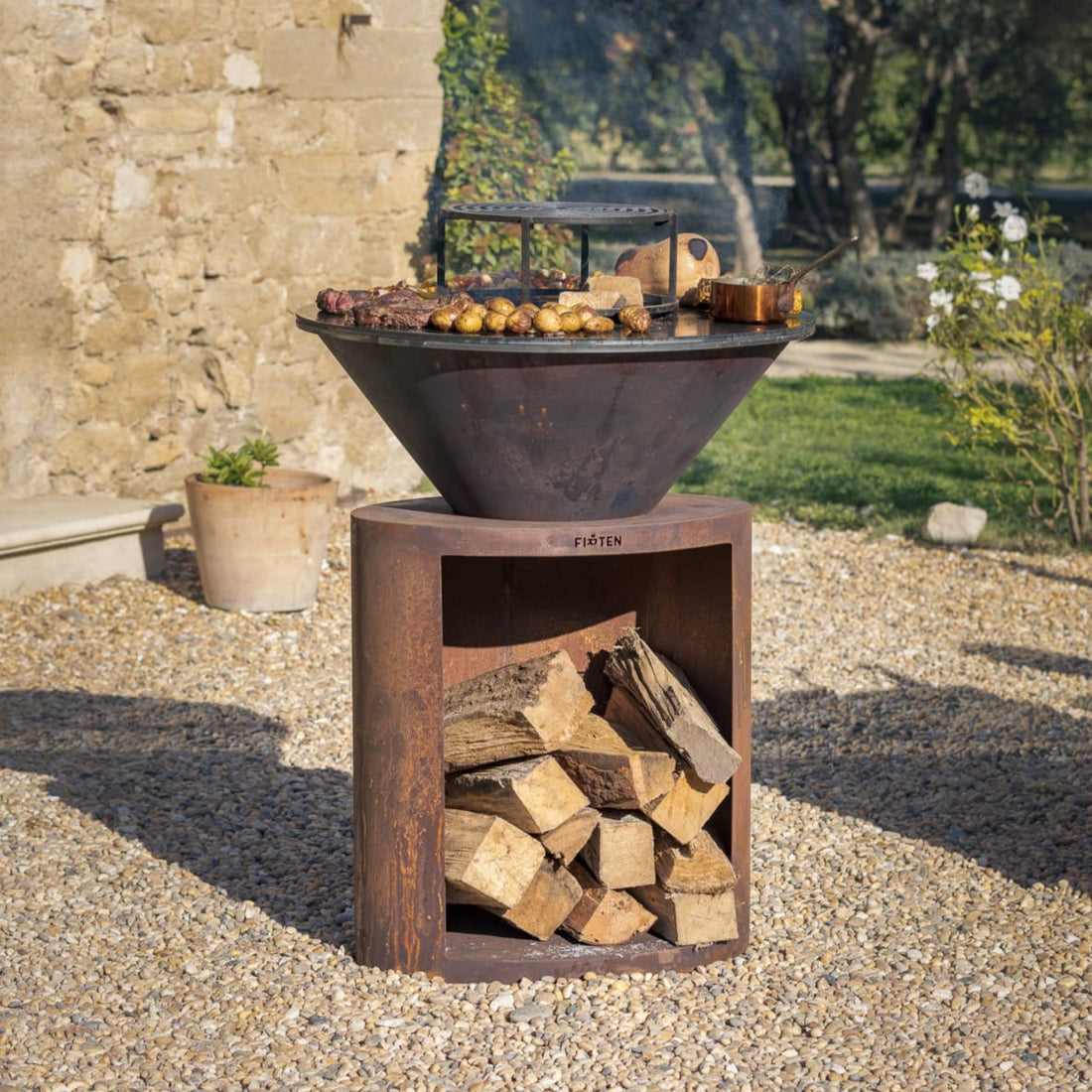 Brasero plancha Ellipse 80 corten plaque inox