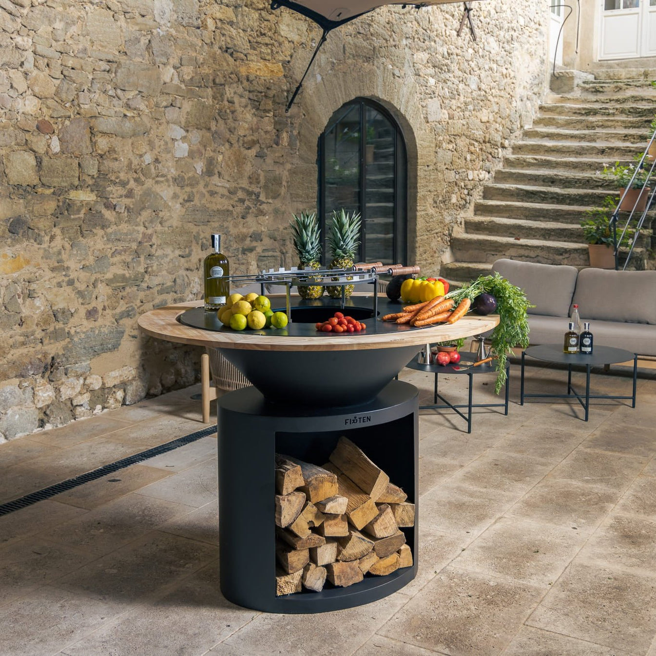 Brasero plancha Ellipse 100 thermolaqué noir plaque inox