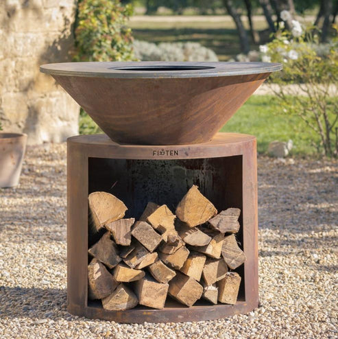 Brasero plancha Ellipse 100 en acier Corten
