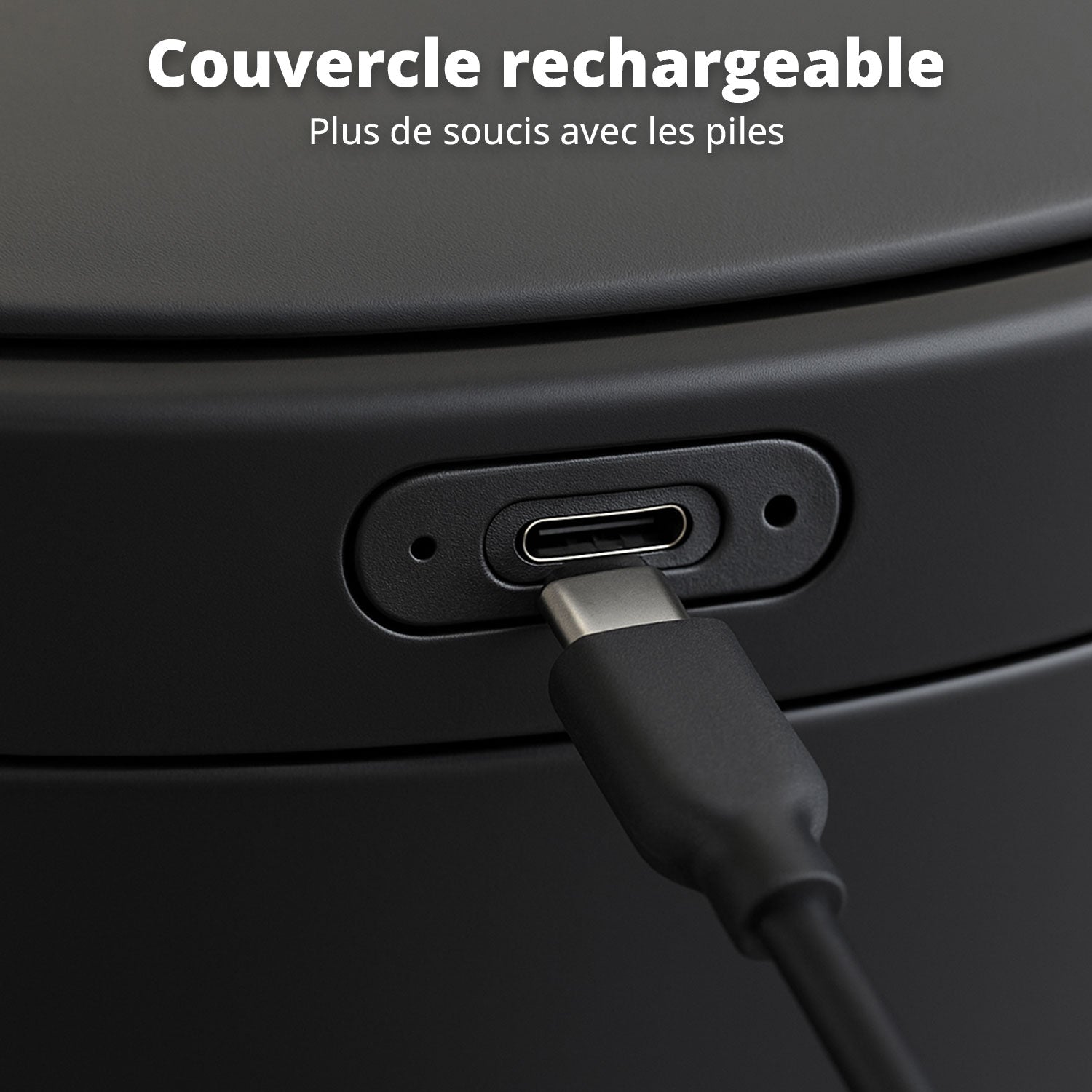 Poubelle Velo avec couvercle à fermeture douce et voyant d'état LED 50 litres Noire